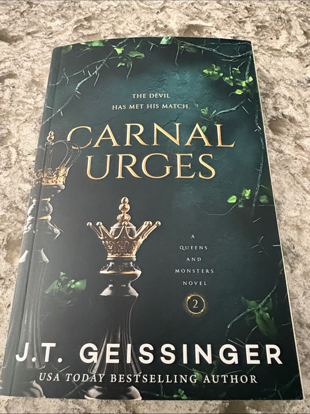 Carnal Urges by J.T. Geissinger - Dark Green & Gold Cover